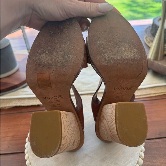 Vince Brown Platform Sandals with Chunky Heel size 8 with box and bag - Picture 10 of 17
